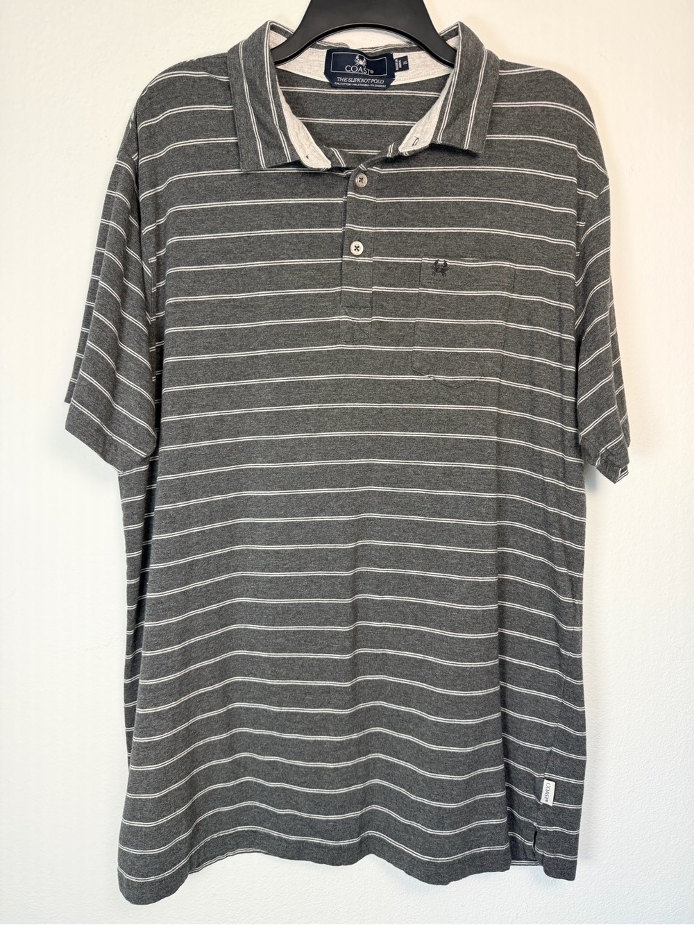 Coast Apparel The Slipknot Polo Heathered Gray White Stripe XL Coastal Aesthetic